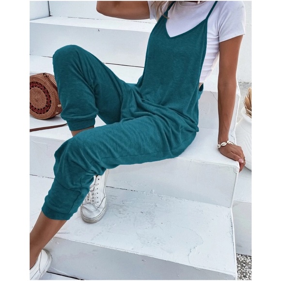 06 Boho Casual Cami Capri Jumper Jumpsuit - Picture 2 of 3